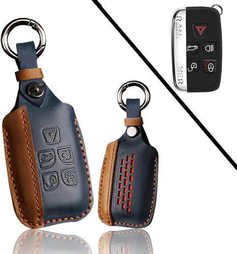 Miniatura 11 de ontto Funda de cuero para llave Land Rover, funda de protección completa, elegante soporte para llaves compatible con Range Rover para Jaguar