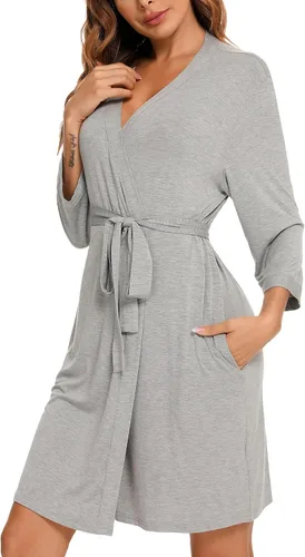 Samring Bata ligera para mujer, bata tipo kimono suave, bata corta para dormir