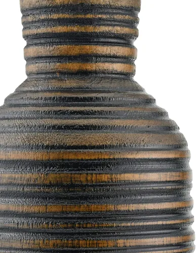 Miniatura 6 de AeraVida Jarrón de madera de mango en forma de botella de 14 pulgadas con rayas horizontales, jarrón alto de madera natural rústica para seda