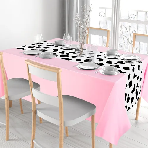 Miniatura 4 de Oudain Mantel de vaca para fiesta, camino de mesa de vaca vaquera, estampado rectangular, suministros de decoración inspirados en fiestas de Rosa