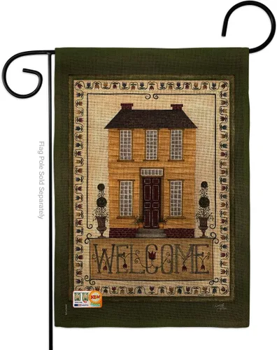 Bandera de bienvenida para el jardín de la casa amarilla – Country Living Primitive Farm Western Barn American Rustic Cowboy Rural Ranch – Cartel