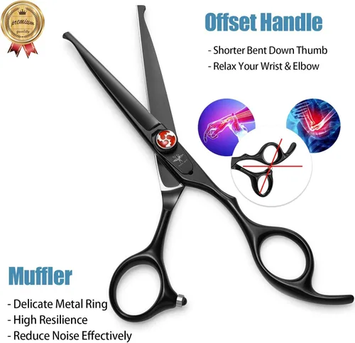 Miniatura 3 de PURPLEBIRD Tijeras de corte de pelo de 6 pulgadas para niños, puntas redondeadas, tijeras profesionales de peluquería para corte de pelo