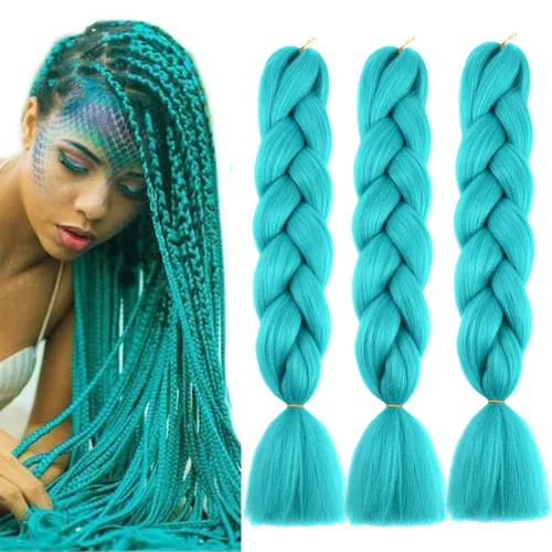 Miniatura 69 de Xiaofeng Extensiones de cabello trenzado coloridas Ombre de 61 cm, 3 unidades, trenzas Jumbo de alta temperatura para trenzas en zigzag y trenzas