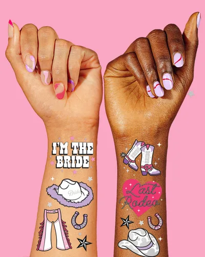 Miniatura 3 de xo, Fetti Last Rodeo - Tatuajes temporales de despedida de soltera – 48 estilos de purpurina Decoración de fiesta de despedida de soltera Giddy Up