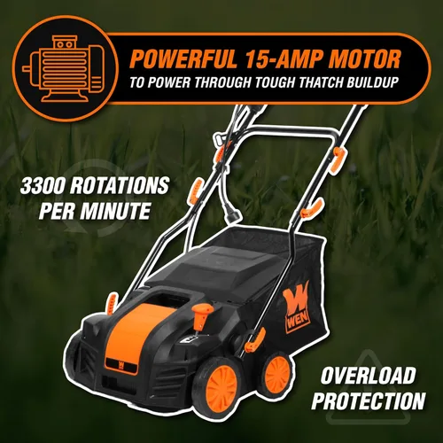 Miniatura 7 de WEN DT1516 - Desbrozadora y escarificador eléctrico de 15 amperios de 16 pulgadas 2 en 1 con bolsa de recolección, color negro