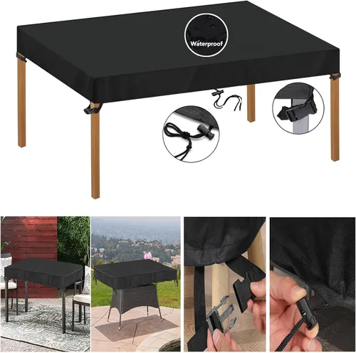 Miniatura 2 de Cubierta de mesa para exteriores, impermeable, 40 pulgadas de largo x 20 pulgadas de ancho x 4 pulgadas de alto, rectangular, 600D, anti-UV
