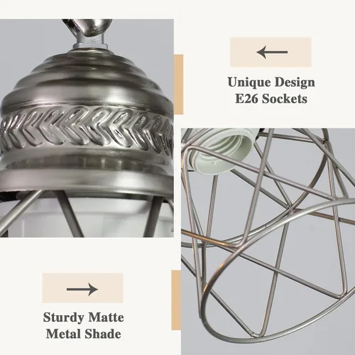 Miniatura 5 de Accesorios de iluminación de cocina - Lámpara de techo de 3 luces multidireccional con base E26, montaje empotrado ajustable para cocina de granja