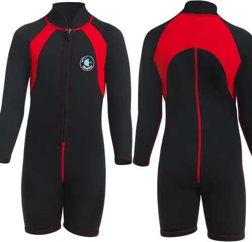 Miniatura 9 de Kid Wetsuit Neoprene Boys Girls 3mm Full Wet Suit, 2mm Shorty Toddles Thermal Swimsuit, Children Back Zipper Cold Water Warmth for Swimming Kayaking