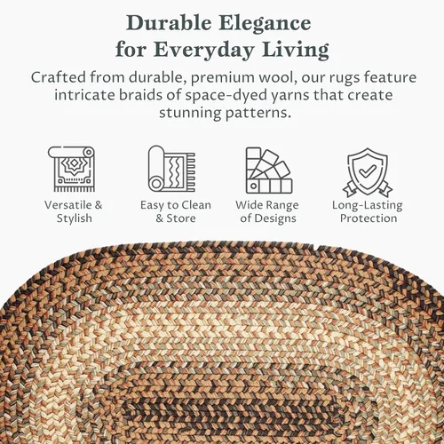 Miniatura 4 de Rhody Rug Easy Living EL33 Taupetone - Alfombra ovalada trenzada de 4 x 6 pies, decoración del hogar, tapete para piso o dormitorio, de fácil