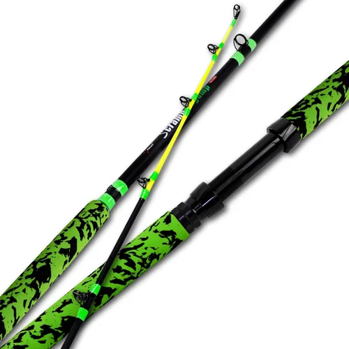 Miniatura 8 de Fiblink Cañas de pescar de bagre de 7'6"/8'6"/10'Caña de bagre verde 1 pieza/2 piezas portátil de viaje Caña de pesca de bagre de pesca de bagre