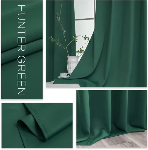 Miniatura 3 de YGO - Cortinas verdes de 183 cm de ancho por 213 cm de largo para dormitorio - Cortinas opacas con ojales en la parte superior, extra anchas