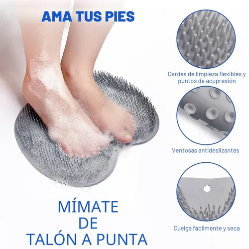 Miniatura 2 de Tapete de Limpieza de Pies para Ducha, Limpiador de Espalda Montado en la Pared, Almohadilla Exfoliante para Baño, Copas de Succión Negro