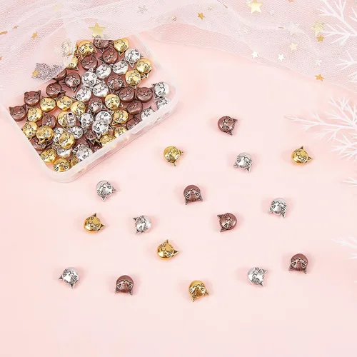 Miniatura 3 de PH PandaHall 120 cuentas espaciadoras de gato de 3 colores, cuentas sueltas de gatito tibetano, cuentas de metal para aretes, pulseras, collares