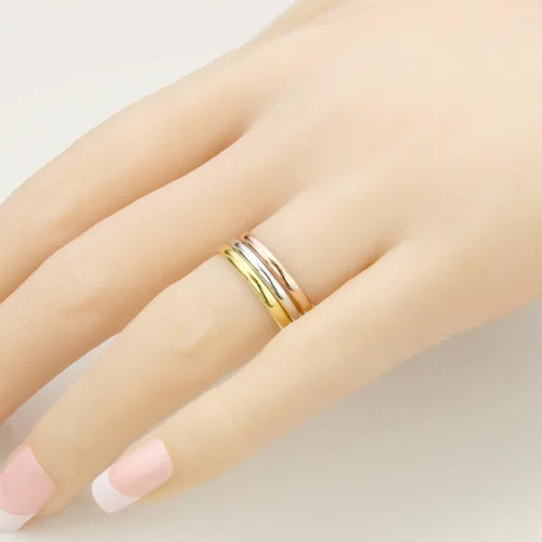 Miniatura 3 de Anillo de alianza de boda de 10 mm en blanco amarillo oro rosa de 2 mm