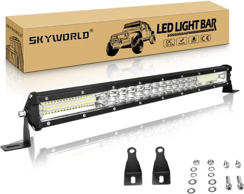 Miniatura 10 de SKYWORLD Barra de luz de trabajo LED de doble fila de 15 pulgadas, 108 W, 10800LM, haz de punto antiniebla, 6000 K, lámpara de conducción