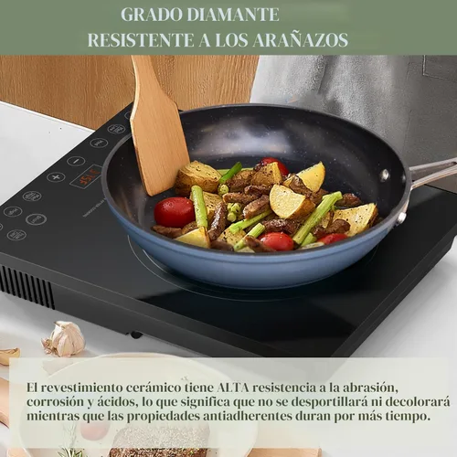 Miniatura 3 de Nuwave Healthy Duralon - Juego de utensilios de cocina antiadherentes de cerámica azul, resistentes a los arañazos, sin PFAS, aptos