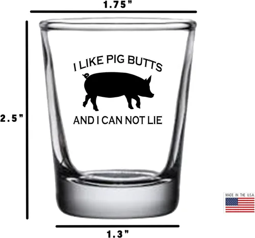 Miniatura 4 de Rogue River Tactical Funny Joke I Like Pig Butts and I Can Not Lie BBQ Shot Glass Regalo para pescador, papá, abuelo o hermano barbacoa