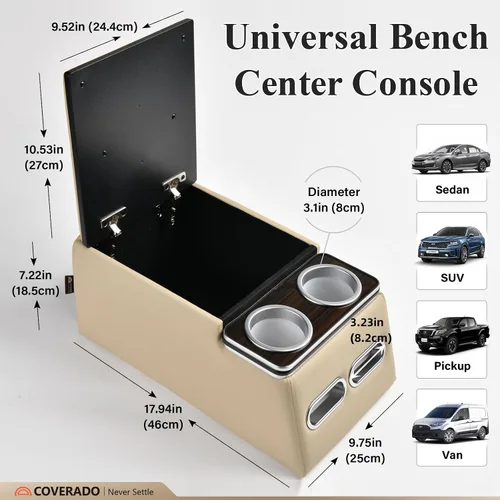 Miniatura 4 de Coverado - Organizador de consola central para auto, consolas universales para asiento trasero, organizador y almacenamiento para asiento