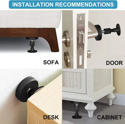 Miniatura 5 de 2 piezas de marco de cama ajustable negro anti-sacudidas, tapones de cabecera con almohadillas y tornillos para muebles, no más crujidos, protege