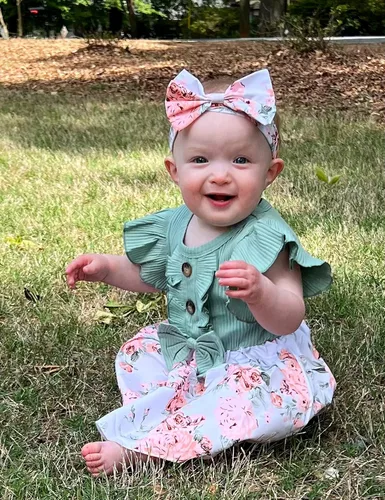 Miniatura 2 de Vestido de niña recién nacida, floral, manga con volantes, casual, vestido de playa, vestido de princesa con falda de princesa, vestidos de verano