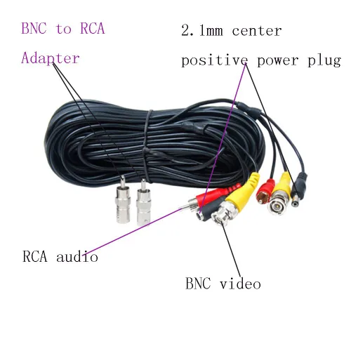 Miniatura 2 de Paquete de 4 cables de alimentación para cámara de seguridad de 50 pies, cable de alimentación de audio y video, todo en uno, BNC RCA, cable