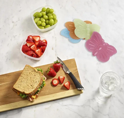 Miniatura 5 de Fit & Fresh Cool Coolers - bolsas de hielo delgadas para loncheras, bolsas y hieleras, formas acuáticas para niños Mariposa (4 unidades)