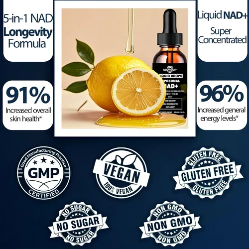 Miniatura 6 de Suplementos NAD para mujeres y hombres, liposomal NAD nicotinamida ribósido resveratrol 900 mg con vitamina B3 quercetina TMG, resveratrol líquido