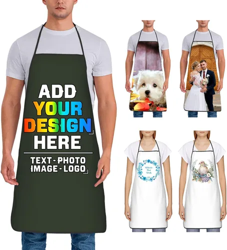 Delantal personalizado para mujer, personalizado para añadir tu propio nombre, texto, logotipo, foto, chef, delantal de cocina para barbacoa,