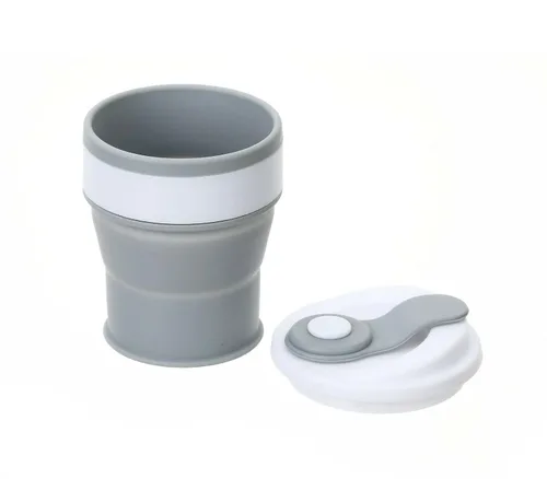 Miniatura 3 de YBM Home Taza de viaje plegable de silicona con tapa, vaso plegable de silicona irrompible para acampar y viajar, 12151vc-1