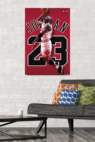 Miniatura 2 de Trends International Michael Jordan - Póster de pared de jersey, 22.375 x 34 pulgadas, versión sin marco