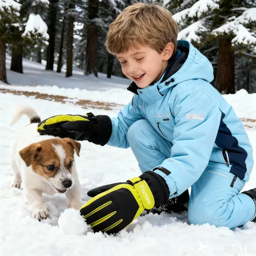 Miniatura 5 de ThxToms Guantes de invierno para niños, impermeables, guantes de nieve para niños y niñas, clima frío, deportes al aire libre, snowboard, bicicleta