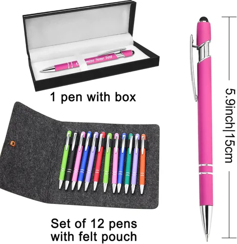 Miniatura 3 de Hasta 500 bolígrafos personalizados a granel con lápiz capacitivo, grabado, juego de bolígrafos con tu nombre, texto para mujeres de negocios