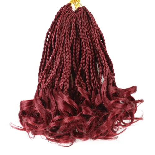 Miniatura 73 de Trenzas de ganchillo rizado francés T33, cabello pre-anillado 10 pulgadas, trenzas cortas rizadas francesas con extremos rizados, trenzas box