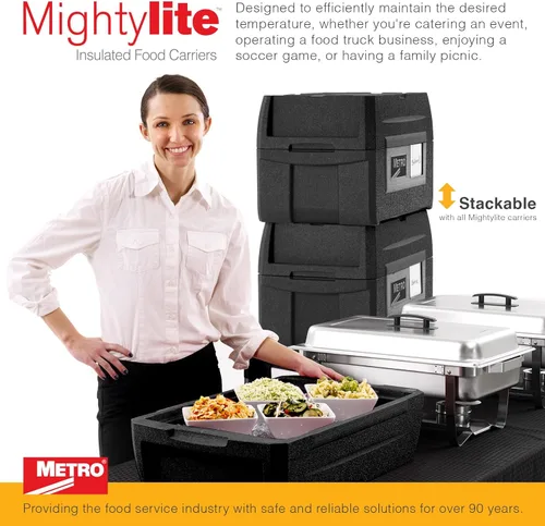 Miniatura 7 de Metro Mightylite ML180XL Transportador de Alimentos Aislado de Carga Superior - Transportador de Bandejas Multipropósito de Grado Profesional, Negro