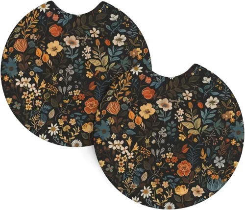 2 posavasos de auto para portavasos de automóvil, antideslizantes, para automóvil, inserto, universal, para mujeres y hombres Estampado floral