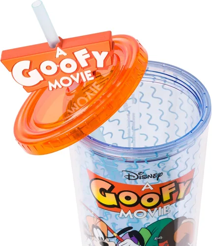 Miniatura 4 de Silver Buffalo Disney Una Loca Aventura de Goofy con Goofy, Max Goof, Roxanne y Bobby Zimuruski - Vaso de plástico para bebidas frías con tapa