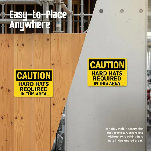 Miniatura 6 de SmartSign -S-2152-AL Letrero "Precaución - Se requieren cascos en esta área" Aluminio de 10" x 14" - Negro sobre Amarillo