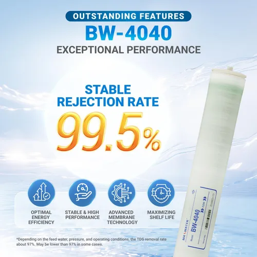 Miniatura 4 de Max Water Elemento de membrana RO de agua salobre -BW-4040 2400 GPD, tamaño de ósmosis inversa comercial de 4 x 40 pulgadas, bueno para uso