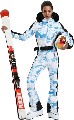 Miniatura 23 de GSOU SNOW Traje de esquí para mujer, traje de nieve de una pieza, para snowboard, delgado, aislante, impermeable, resistente al viento