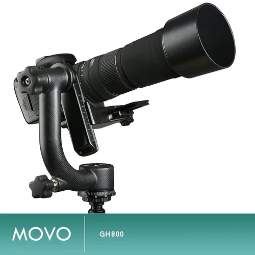 Miniatura 7 de Movo GH800 Cabezal de trípode de cardán profesional de fibra de carbono con placa de liberación rápida Arca-Swiss - para fotografía de aves y vida