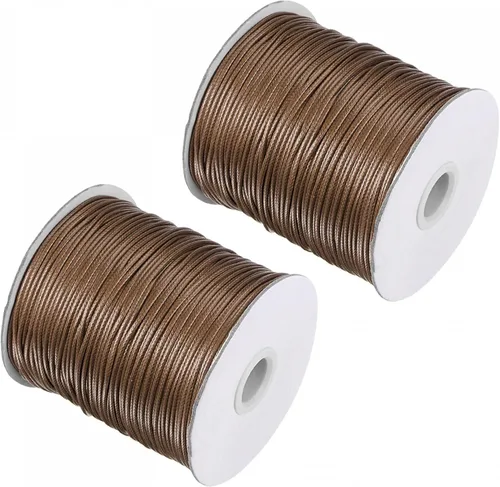 Miniatura 12 de uxcell 2 cuerdas de poliéster encerado de 0.059 pulgadas (518.4 ft) (172 yardas), cuerda de manualidades para hacer joyas, pulseras, collares, Negro