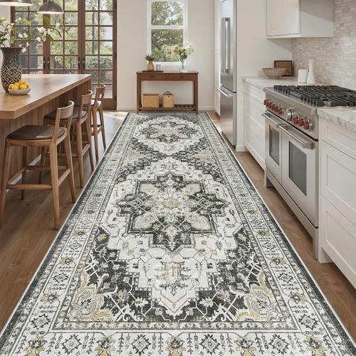 Miniatura 610 de Madane Tapete lavable de 2 x 10 pies para pasillo, cocina, recibidor, clásico, suave, antideslizante para interiores, casa de campo, baño, sala
