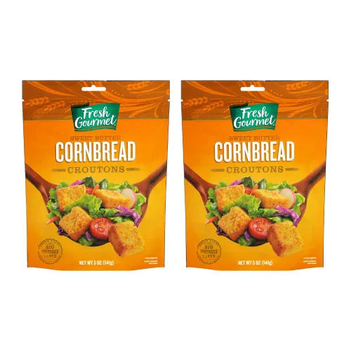 Fresh Gourmet Crutones premium, pan de maíz dulce con mantequilla, 5 onzas (paquete de 2)