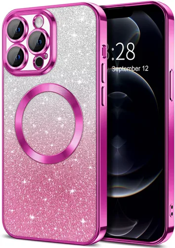 Miniatura 42 de Hython Funda para iPhone 13 Pro transparente con purpurina magnética [compatible con MagSafe] Protector completo de lente de cámara delgado