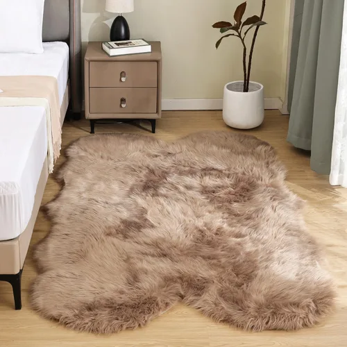Miniatura 131 de Latepis - Tapete rectangular de piel sintética tipo lana de oveja suave, esponjosa y lavable para sala de estar, dormitorio, sala de juegos o Blanco