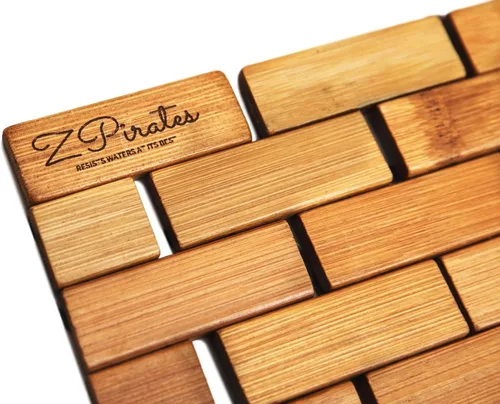 Miniatura 9 de Tapete de baño de madera de bambú natural, accesorios de cocina, tapete de baño bohemio (24 x 16 pulgadas)