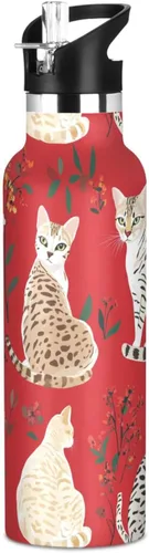 Miniatura 17 de Insulated Water Bottle with Straw Double Wall Vacuum Insulated Lightweight for Sports, Travel, and School, Sweet Wolf Purple 17