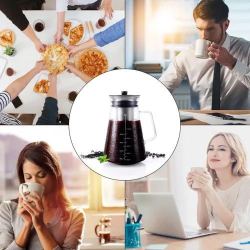 Miniatura 9 de Aquach Cafetera hermética para preparar café frío (té helado) de 51 onzas/1.5 L, sin BPA, jarra de vidrio de borosilicato duradera y filtro de malla