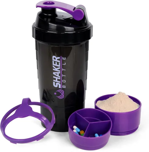 Miniatura 8 de XTK Shaker Bottle - Botellas mezcladoras de proteínas de 16 onzas con bola mezcladora, botella de agua deportiva portátil a prueba de fugas, taza