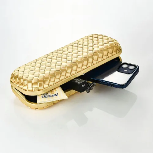 Miniatura 2 de Bolso de mano de noche tejido para mujer, elegante bolso cruzado con cadena desmontable para boda, fiesta de graduación